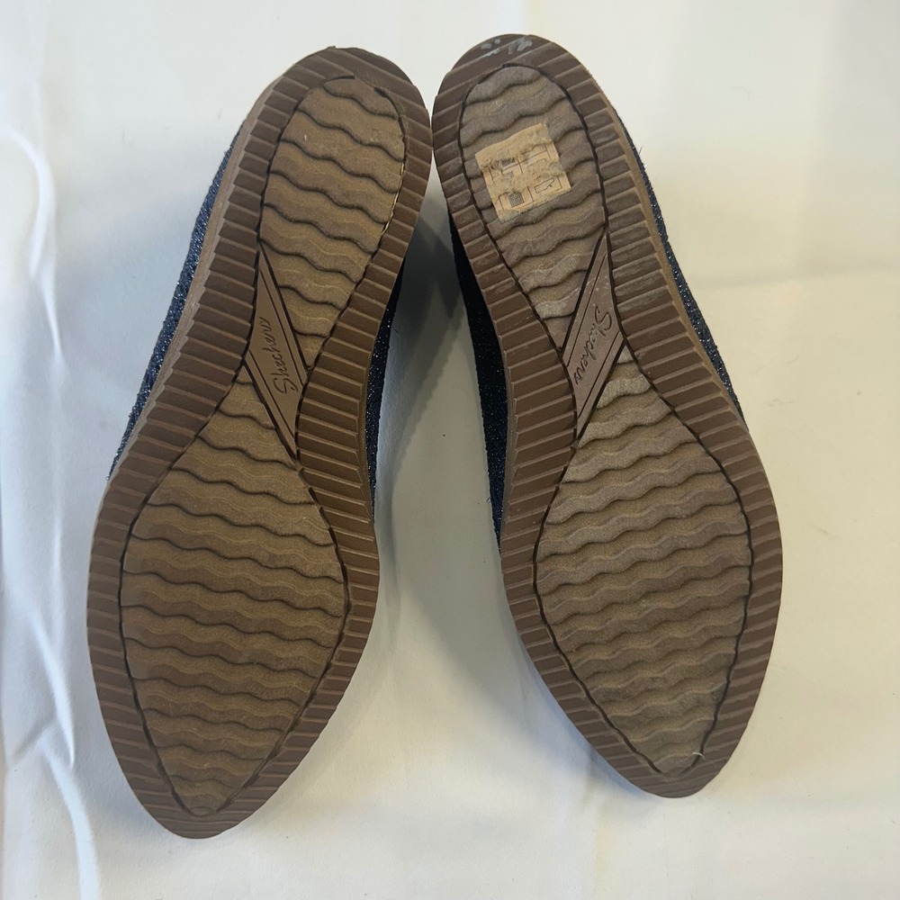 Skechers Cleo 2.0 Love Spell Navy Blue Shimmer Knit Pointed Toe Flats Shoes - Picture 9 of 12